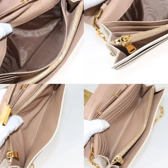 Miu Miu Chain Wallet Leather Pink Gold Auth am8441 - Picture 13 of 15